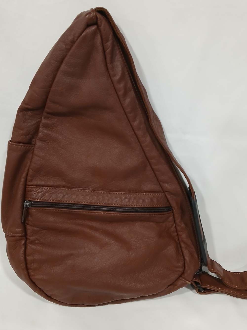 Ameribag 17" Unisex Brown Leather Crossbody Sling Healthy Back Pack Vintage